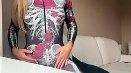 got so horny trying halloween costume fingered wet pussy to orgasm