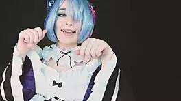 Re:Zero Rem cosplay maid loves anal toys dildos squirting doggystyle