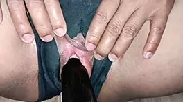 Rough amateur Christmas creampie fuck with sexy young whore friend