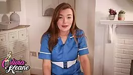 petite teen nurse tempts patient with dildo cheating play