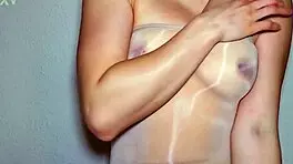 Hairy teen in pantyhose seduces daddy for double cum fetish