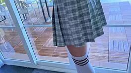 sexy blonde neighbor bound moaning in tickle stockings adventure