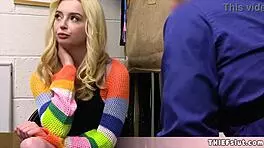 skinny blonde shoplifter punished rough doggystyle in garage now