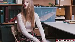 shoplifter's hairy blowjob punishment unfolds on the floor