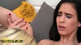 Horny Brunette Blonde Lesbians Fiercely Lick Shaved Pussies Asses Group