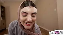hijab babe teases with deep cock sucking skills