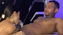 girlfriend deepthroats in new apartment bedroom