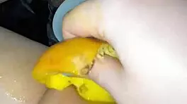 Saudi teen explores mango fruit play in Los Angeles home