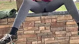 leggings soaked as teen girl unleashes hot outdoor pee stream
