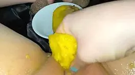 Saudi teen explores mango fruit play in Los Angeles home