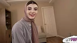hijab babe teases with deep cock sucking skills