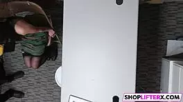 Sexy shop girl eden swipes then gets garage punishment pounding