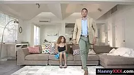 ebony babysitter kendall woods railed hard on sofa