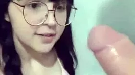 hot latina teen slurps massive cock begging for cum