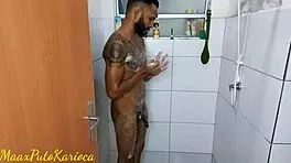 in the bathroom horny hit so i jerked my huge black cock came good!