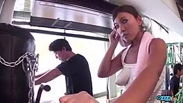 Gym Guys Pound Hairy Cunt Big Natural Tits