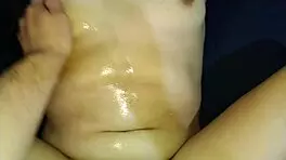 Friend's Boyfriend Massages Deep with Long White Cock