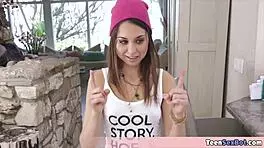 Extra cute petite babe explores taboo pleasures up close