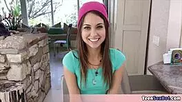 Extra cute petite babe explores taboo pleasures up close