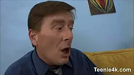 skinny teen babe with small natural tits takes monster cock facial from old man