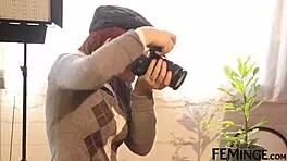 lesbian photographers finger lick wet pussies adorable ebony brunette blonde redhead toys dildo orgasm