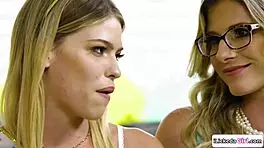 Blissful Teen Craves Busty Lesbians' Intense Lick