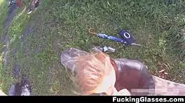 beach coed with glasses takes hard casual cumshot fuck