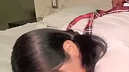 Schoolgirl lingerie Mexicana gets amateur bedroom pounding with moans.