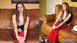 Petite Brunette Livia Fingers Pussy And Deepthroats Craving Cock!