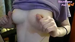 Sensual Nipple Teasing Builds to Shaking Orgasm Watching Hot Porn