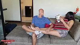 damn, i pound this virgin latina's tight pussy while she reads her book oblivious