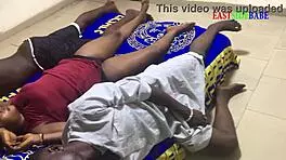 horny ebony milf and amateur get hardcore threesome fucked by monster bbc on bed creampie finish