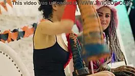 Anuskatzz and Stacy Bloom's Halloween anal toy lesbian licking frenzy