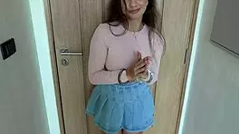 hot BRUNETTE sneaks out of HANDCUFFS, hides, and rides me hard to keep quiet