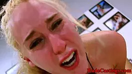 Whoa cute squirter drenches before wild casting ride!