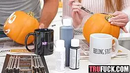 french pierced teen harley love teaches pie-eating on halloween