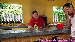 my tight young ass rides that old thick cock outdoors