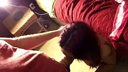 young ebony tempts with her deep gagging throat skills