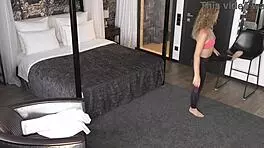 Sporty babe strips naked licks balls deepthroats then anal assfucked rough homemade