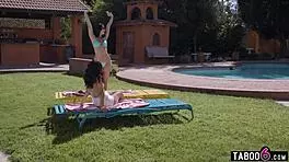 Oops, not your stepmom but her hot friend joins the fun