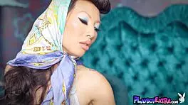 Naked asian milf asa akira strips stockings revealing exotic curves