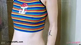 Tall Brunette Model Takes Relaxing Shower Break