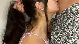 debora mendes gives wellington ribeiro a deep sloppy blowjob ending in sensual facial cumshot