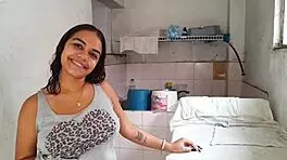 Latina slut rides cock wildly on washer machine frenzy