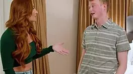 Busty Redhead Milf Deepthroats Massive Cock with Shaved Pussy Dripping Wet