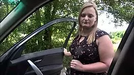 german blonde slut tramp deepthroats for outdoor creampie