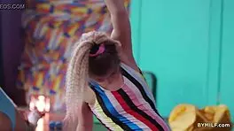 Fit milfs share young pussy workout in gym with intense licking