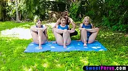 super flexible gymnasts tremble with ecstatic lust in their intense training