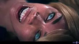 parasited octokuro's huge tits cosplay teen scissored by horny lesbian gamer