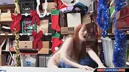 redhead young babe caught shoplifting fucked by old burglar